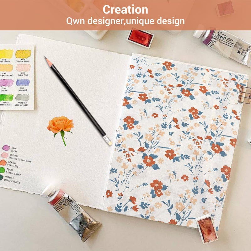 Softan Floral Queen Sheet Set Orange Flower Printed Bed Sheets - 4 Piece Soft Microfiber Patterned Fitted Sheets with 15" Deep Pocket and Corner Straps, Cute Spring Sheets & Pillowcase Set - Image 5